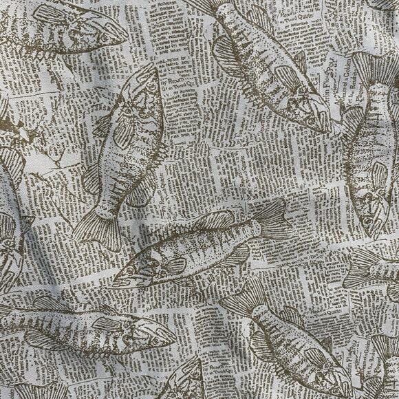 VTG Woolrich Khaki Newspaper Bass Button Shirt Men's 2XL Fishing All Over Print - Picture 5 of 8